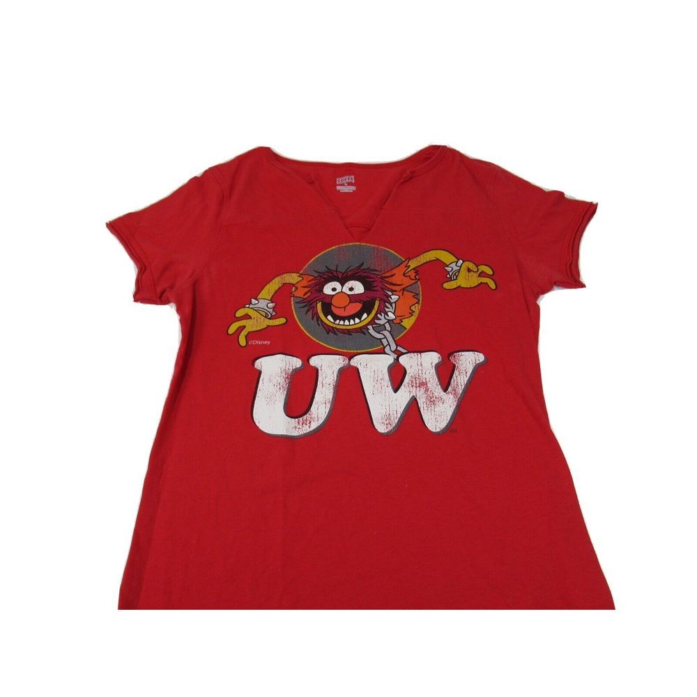 University of Wisconsin Muppet Animal T-shirt Size‎ Large Fitted V-neck A8